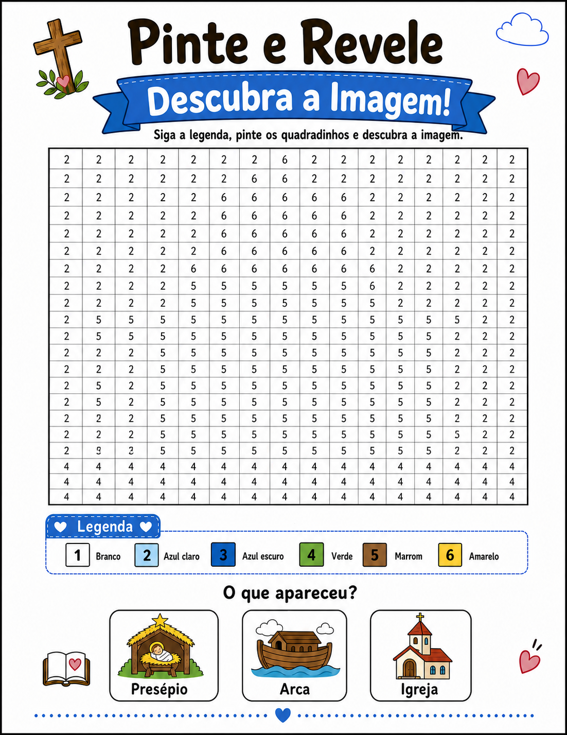 Atividade Pinte e Revele do Presépio do Menino Jesus em branco, pronta pra colorir